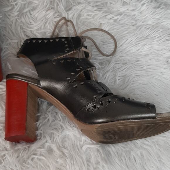 LUCKY BRAND TAFIA LACE UP LASER CUT-OUT STACKED HEELS CUSTOMIZED SIZE 8.5 - Picture 10 of 12